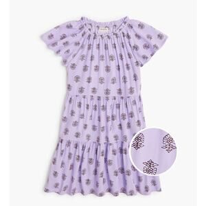 Crewcuts Dress Girl 14 Light Purple Tiered Floral Crewneck Pullover Short Sleeve